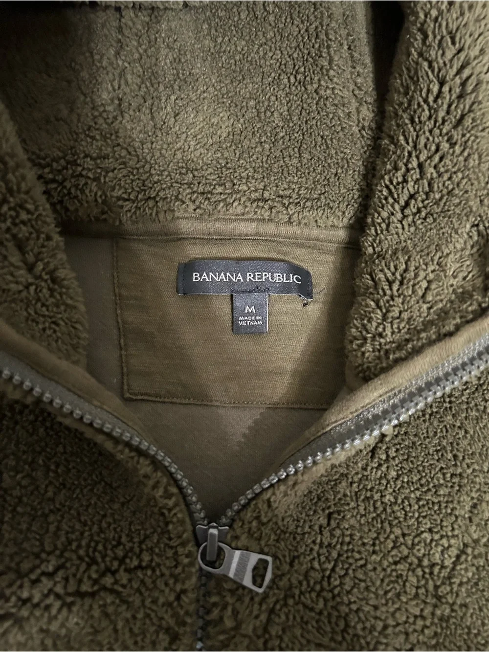 Olive Green Sherpa Hoodie - Banana Republic Men's Pullover